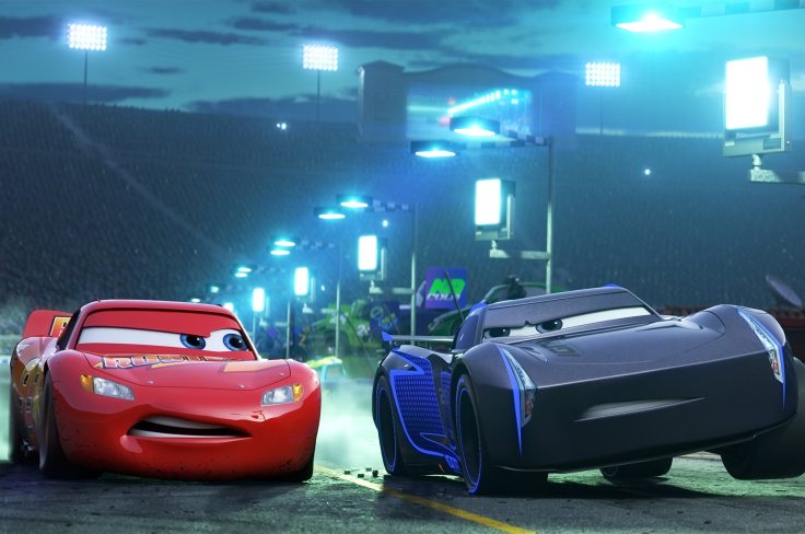Cars 3 image showing Jackson Storm and Lightning McQueen